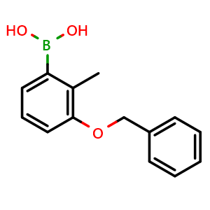 Chemical structure of 3-(Benzyloxy)-2-methylphenylboronic acid , CAS 2377609-25-9, AChemBlock AD255568