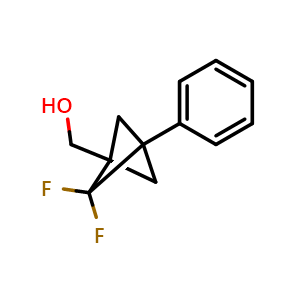 Chemical structure of (2,2-Difluoro-3-phenylbicyclo[1.1.1]pentan-1-yl)methanol , CAS 2381247-98-7, AChemBlock AD255583