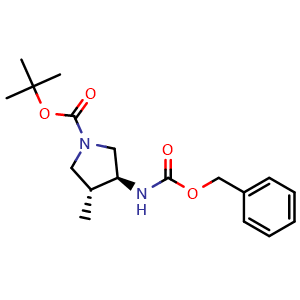 Chemical structure of (3S,4R)-1-Boc-N-Cbz-4-methylpyrrolidin-3-amine , CAS 2381570-62-1, AChemBlock AD255584