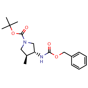 Chemical structure of (3R,4S)-1-Boc-N-Cbz-4-methylpyrrolidin-3-amine , CAS 2382691-65-6, AChemBlock AD255586
