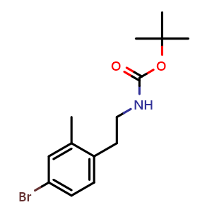 Chemical structure of tert-Butyl 4-bromo-2-methylphenethylcarbamate , CAS 2386270-99-9, AChemBlock AD255589