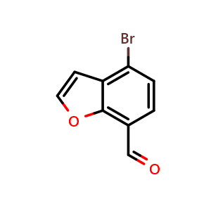 Chemical structure of 4-Bromobenzofuran-7-carbaldehyde , CAS 2408593-28-0, AChemBlock AD255598