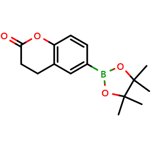 Chemical structure of 2-Oxochroman-6-ylboronic acid pinacol ester , CAS 2484920-14-9, AChemBlock AD255620