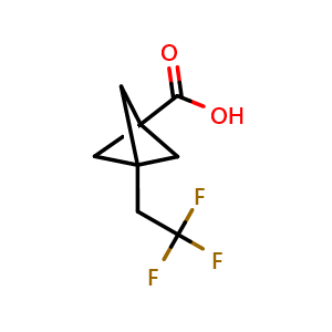 Chemical structure of 3-(2,2,2-Trifluoroethyl)bicyclo[1.1.1]pentane-1-carboxylic acid , CAS 2551118-40-0, AChemBlock AD255630