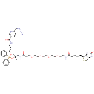 Chemical structure of Biotin-PEG4-dialkoxydiphenylsilane-picolyl azide , CAS 2599839-59-3, AChemBlock AD255637