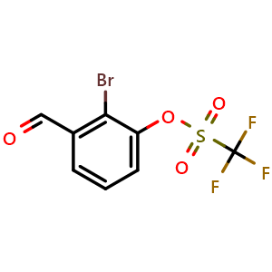 Chemical structure of 2-Bromo-3-formylphenyl trifluoromethanesulfonate , CAS 2624999-56-8, AChemBlock AD255640