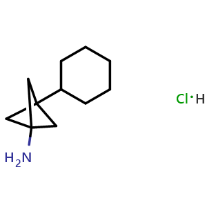 Chemical structure of 3-Cyclohexylbicyclo[1.1.1]pentan-1-amine hydrochloride , CAS 2763759-69-7, AChemBlock AD255674
