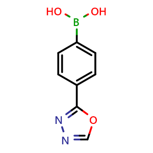 Chemical structure of (4-(1,3,4-Oxadiazol-2-yl)phenyl)boronic acid , CAS 276694-22-5, AChemBlock AD255676