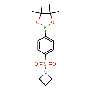 Chemical structure of 1-((4-(4,4,5,5-Tetramethyl-1,3,2-dioxaborolan-2-yl)phenyl)sulfonyl)azetidine , CAS 2781935-67-7, AChemBlock AD255682