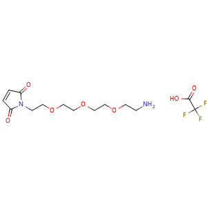 Chemical structure of 1-(2-(2-(2-(2-Aminoethoxy)ethoxy)ethoxy)ethyl)-1H-pyrrole-2,5-dione 2,2,2-trifluoroacetate , CAS 2830214-77-0, AChemBlock AD255715