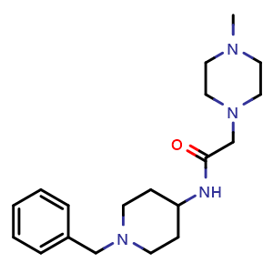 Chemical structure of N-(1-Benzylpiperidin-4-yl)-2-(4-methylpiperazin-1-yl)acetamide , CAS 2854069-12-6, AChemBlock AD255718