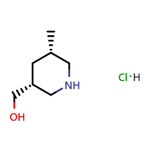 Chemical structure of ((3R,5S)-5-Methylpiperidin-3-yl)methanol hydrochloride , CAS 2860566-79-4, AChemBlock AD255719
