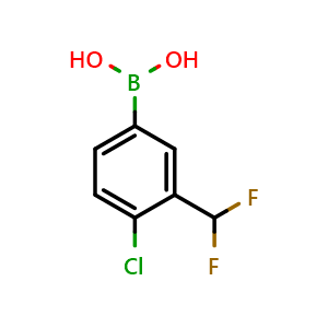 Chemical structure of [4-Chloro-3-(difluoromethyl)phenyl]boronic acid , CAS 2899272-28-5, AChemBlock AD255728