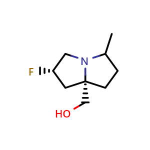 Chemical structure of ((2S,7aS)-2-fluoro-5-methyltetrahydro-1H-pyrrolizin-7a(5H)-yl)methanol , CAS 2927440-62-6, AChemBlock AD255734