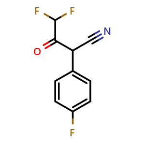 Chemical structure of 4,4-Difluoro-2-(4-fluoro-phenyl)-3-oxo-butyronitrile , CAS 2988556-55-2, AChemBlock AD255738