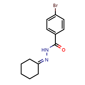 Chemical structure of 4-Bromobenzoic acid 2-cyclohexylidenehydrazide , CAS 304478-23-7, AChemBlock AD255752