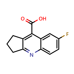 Chemical structure of 7-Fluoro-2,3-dihydro-1H-cyclopenta[b]quinoline-9-carboxylic acid , CAS 3833-84-9, AChemBlock AD255795