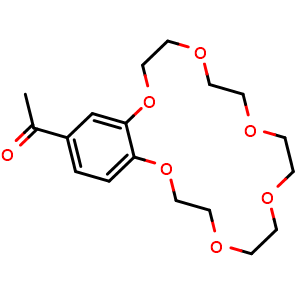 Chemical structure of 1-(2,3,5,6,8,9,11,12,14,15-Decahydro-1,4,7,10,13,16-benzohexaoxacyclooctadecin-18-yl)ethanone , CAS 41855-35-0, AChemBlock AD255810