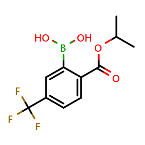 Chemical structure of (2-(Isopropoxycarbonyl)-5-(trifluoromethyl)phenyl)boronic acid , CAS 444993-18-4, AChemBlock AD255819