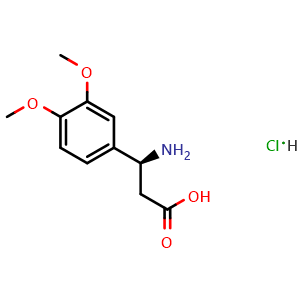 Chemical structure of (S)-3-Amino-3-(3,4-dimethoxyphenyl)propanoic acid hydrochloride , CAS 491578-65-5, AChemBlock AD255835