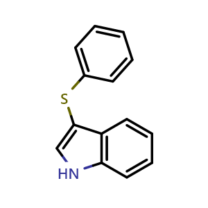 Chemical structure of 3-(Phenylthio)-1H-indole , CAS 54491-43-9, AChemBlock AD255856