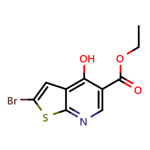 Chemical structure of Ethyl 2-bromo-4-hydroxythieno[2,3-b]pyridine-5-carboxylate , CAS 55503-18-9, AChemBlock AD255858