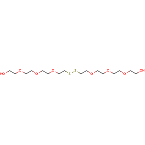 Chemical structure of 3,6,9,16,19,22-Hexaoxa-12,13-dithiatetracosane-1,24-diol , CAS 5662-81-7, AChemBlock AD255862