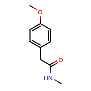 Chemical structure of 2-(4-Methoxyphenyl)-N-methylacetamide , CAS 59907-36-7, AChemBlock AD255874
