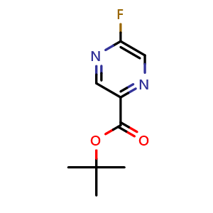 Chemical structure of 5-Fluoro-pyrazine-2-carboxylic acid tert-butyl ester , CAS 710322-33-1, AChemBlock AD255916