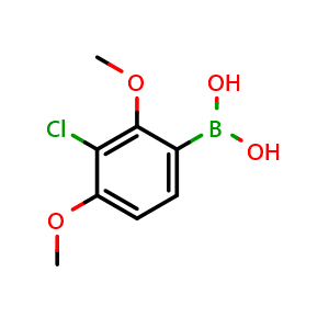 Chemical structure of (3-Chloro-2,4-dimethoxyphenyl)boronic acid , CAS 750585-61-6, AChemBlock AD255930