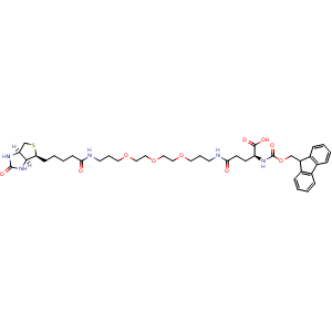 Chemical structure of Fmoc-Gln(biotinyl-PEG)-OH , CAS 817169-73-6, AChemBlock AD255949