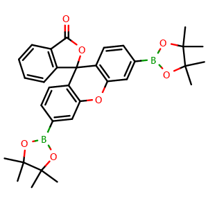 Chemical structure of 3',6'-Bis(4,4,5,5-tetramethyl-1,3,2-dioxaborolan-2-yl)-3H-spiro[isobenzofuran-1,9'-xanthen]-3-one , CAS 817170-66-4, AChemBlock AD255950