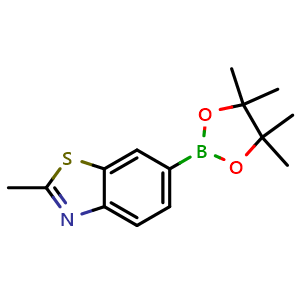 Chemical structure of 2-Methylbenzo[d]thiazol-6-ylboronic acid pinacol ester , CAS 837392-69-5, AChemBlock AD255954
