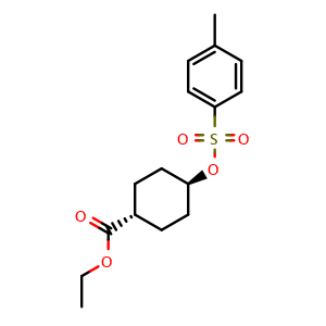 Chemical structure of rel-Ethyl (1s,4s)-4-(tosyloxy)cyclohexane-1-carboxylate , CAS 845508-29-4, AChemBlock AD255959