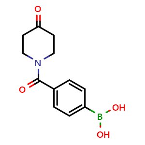 Chemical structure of (4-(4-Oxopiperidine-1-carbonyl)phenyl)boronic acid , CAS 850568-23-9, AChemBlock AD255972