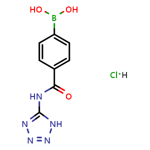 Chemical structure of (4-((1H-Tetrazol-5-yl)carbamoyl)phenyl)boronic acid hydrochloride , CAS 850568-31-9, AChemBlock AD255973