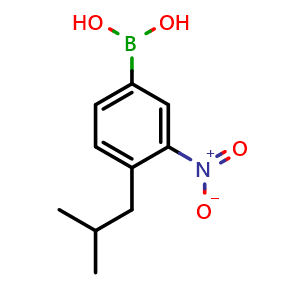 Chemical structure of (3-Nitro-4-isobutylphenyl)boronic acid , CAS 850568-57-9, AChemBlock AD255975