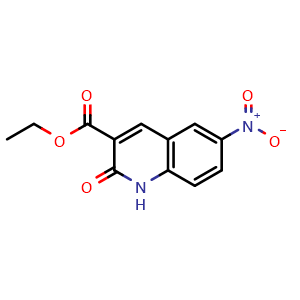 Chemical structure of Ethyl 6-nitro-2-oxo-1,2-dihydroquinoline-3-carboxylate , CAS 85870-48-0, AChemBlock AD255990