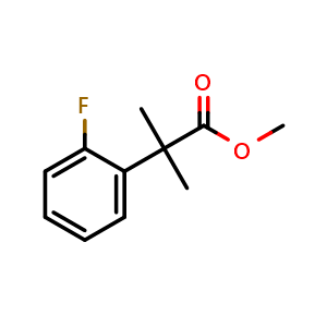 Chemical structure of Methyl 2-(2-fluorophenyl)-2-methylpropanoate , CAS 861901-19-1, AChemBlock AD255994