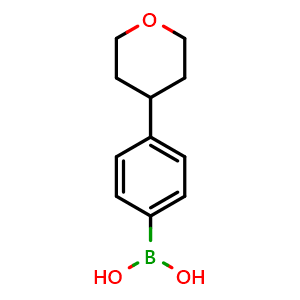 Chemical structure of (4-(Tetrahydro-2H-pyran-4-yl)phenyl)boronic acid , CAS 865360-62-9, AChemBlock AD256000