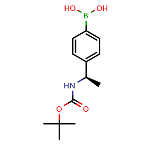Chemical structure of (1R)-4-(1-BOC-Aminoethyl)phenylboronic acid , CAS 871720-08-0, AChemBlock AD256008
