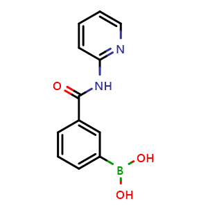 Chemical structure of (3-(Pyridin-2-ylcarbamoyl)phenyl)boronic acid , CAS 874459-98-0, AChemBlock AD256015