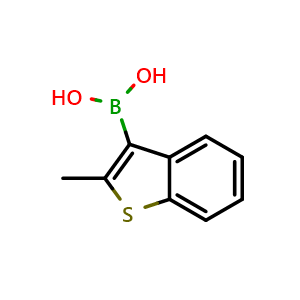 Chemical structure of (2-Methyl-1-benzothiophen-3-yl)boronic acid , CAS 881998-67-0, AChemBlock AD256028