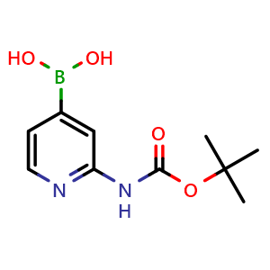 Chemical structure of 2-(tert-Butoxycarbonylamino)pyridin-4-ylboronic acid , CAS 903513-59-7, AChemBlock AD256049
