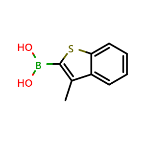 Chemical structure of 3-Methyl-benzo[b]thiophene-2-boronic acid , CAS 912331-27-2, AChemBlock AD256058