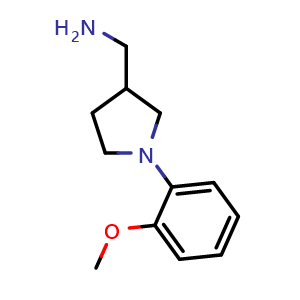 Chemical structure of 1-[1-(2-Methoxyphenyl)-3-pyrrolidinyl]methanamine , CAS 914202-90-7, AChemBlock AD256065