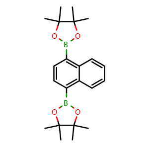 Chemical structure of 2,2′-(1,4-Naphthalenediyl)bis[4,4,5,5-tetramethyl-1,3,2-dioxaborolane] , CAS 929103-36-6, AChemBlock AD256079