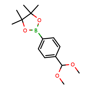 Chemical structure of 2-(4-(Dimethoxymethyl)phenyl)-4,4,5,5-tetramethyl-1,3,2-dioxaborolane , CAS 943239-68-7, AChemBlock AD256091