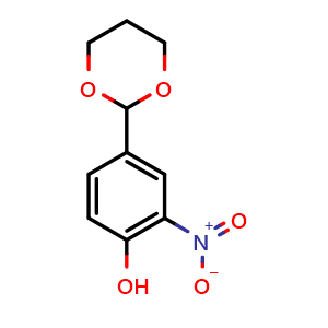 Chemical structure of 2-(5-Nitro-4-hydroxy-phenyl)-1,3-dioxan , CAS 94407-05-3, AChemBlock AD256095
