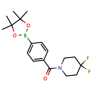 Chemical structure of (4,4-Difluoropiperidin-1-yl)(4-(4,4,5,5-tetramethyl-1,3,2-dioxaborolan-2-yl)phenyl)methanone , CAS 955406-29-8, AChemBlock AD256111